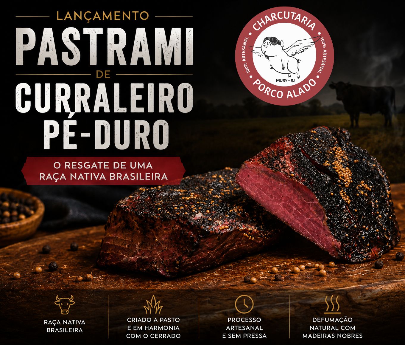 Pastrami de Curraleiro Pé-Duro: o resgate de uma raça brasileira através da charcutaria